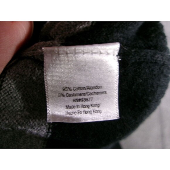 ANA Sweater Women M Petite Black Gray Striped Turtleneck Cashmere Blend Pullover - Picture 7 of 9